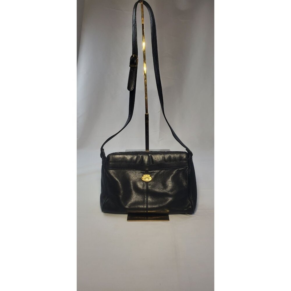 Etienne Aigner Shoulder Bag Handbag Purse Leather Black w/ Signature Lining